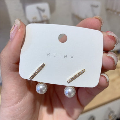 2025 New Cute Pearl Studs Hoop Earrings for Women Gold Color Eardrop Minimalist Tiny Huggies Hoops Wedding Fashion Jewelry