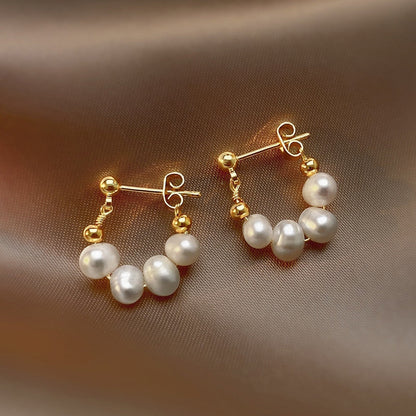 2025 Korean New Simple Temperament Circle Pearl Earrings Fashion Small Versatile Earrings  Jewelry